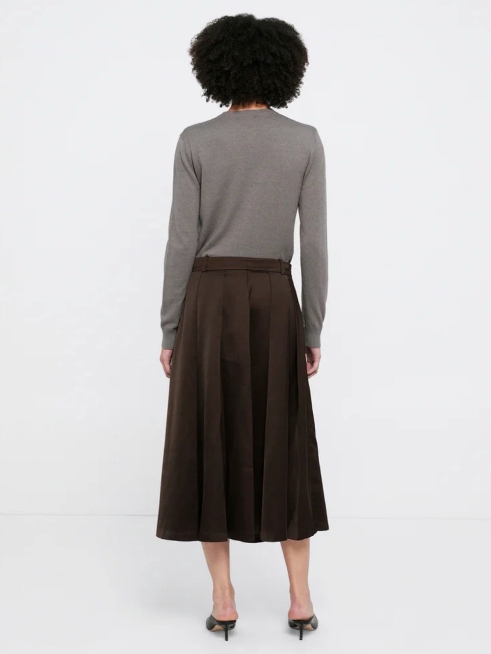 Day Birger et Mikkelsen Brown Midi Pleated Skirt Classic A-Line smart casual - Picture 3 of 7